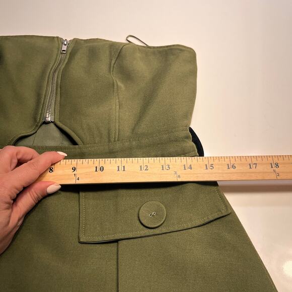 C/MEO COLLECTIVE Olive Green Sleeveless Zip Front Utility Mini Dress Size Large - Picture 6 of 11